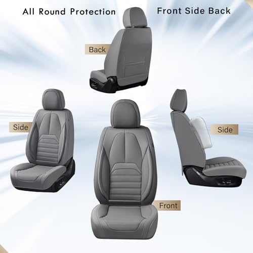 Coverado Seat Covers, Car Seat Covers Front Seats, Automotive Seat Covers, Waterproof Nappa Leather Car Seat Cover, Car Seat Cushion, Gray Seat Covers Carseat Cover Universal Fit for Most Cars - color: Gray-A, size: Front