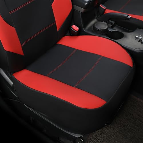 GIANT PANDA Front Car Seat Cover for Hyundai, Faux Leather Bucket Seat Covers Custom Fit Hyundai Sonata Elantra Santa Fe Tucson Accent Kona Palisade Genesis Venue Ioniq (Red+Black) 2-Pack - color: Black&Red