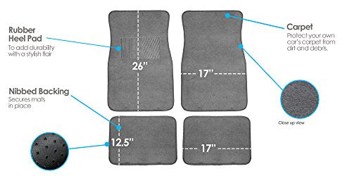 FH Group F14403GRAY Gray Carpet Floor Mat with Heel Pad (Deluxe)
