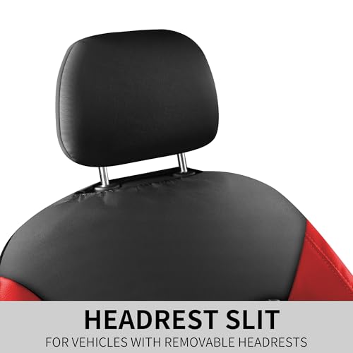 HChengkikz Car Seat Covers, Breathable and Waterproof Front Seat Covers, Luxury PU Universal Fit Automotive Airbag Compatible for Cars Sedans SUV and Truck (2 Pieces, Front Seat, Black + Red) - color: N1 Black Red, size: Front Seat