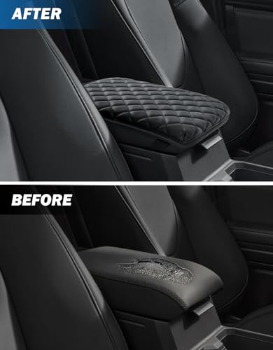 JOYTUTUS Center Console Cover Compatible with 2016-2025 Tacoma & 2025 4Runner & 2005-2021 Frontier, Leather Armrest Cover for Car, Middle Console Cover Lid, Car Arm Rest Cover Pad Cushion - color: Black, size: 11.02" x 8.27"
