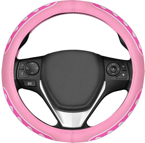 Ventilated Heart-Shaped Steering Wheel Cover with Anti-Slip Leather Grip. Compatible with Ford, Toyota, Honda, Nissan, and Chevrolet Vehicles for 14.5-15.2 inch Round Steering Wheels. - color: White Heart Spinner