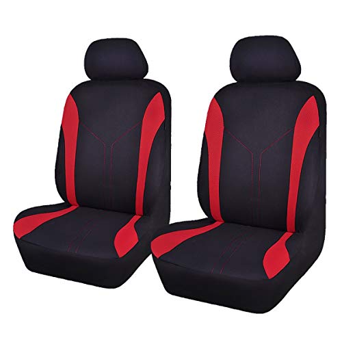 Flying Banner Car Seat Covers Front Set Breathable Mesh Seat Protector Fabric Polyester Cover Easy Installation SUV CAR Woman Lady Femal (Front Set, Black Red)
