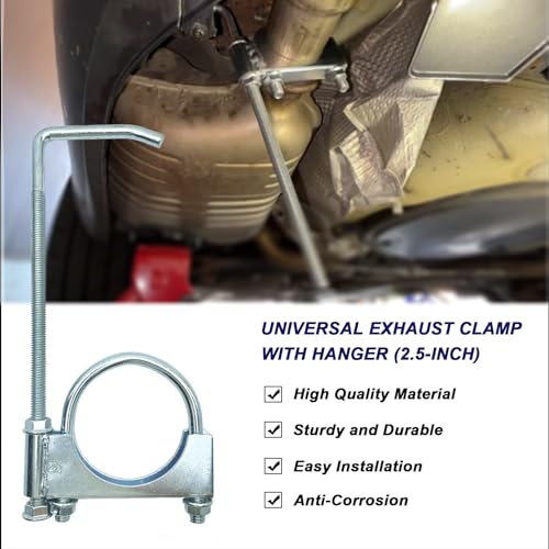 Universal 2.5 Inch Exhaust Clamp with Hanger, Muffler Hanger Exhaust Hanger for Cars, Trucks - size: 2.5"