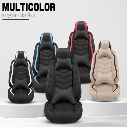 Car Seat Cover for KIA Soul 2010-2025, Seat Covers Full Set,Non-Slip Waterproof seat Cover,Wear-Resistant Nappa Leather car seat Covers. (Luxury 5 Seats/Beign) - color: Beige, size: Luxury 5 Seats