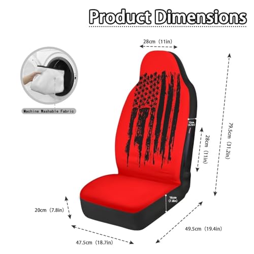 American Flag Printed 2 Pcs Car Seat Cover for Front Seat, Waterproof Auto Front Seat Cover Airbag Compatible, All Weather Front Car Seat Cover, Easy to Install, Car Interior Accessories - color: American Flag - Red and Black