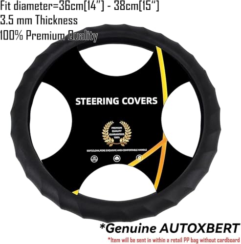 Silicone Car Steering Wheel Cover Universal Grip Steering Protective Cover with Pattern and Massaging Grip for Most Cars, SUVs, Trucks, and Vans