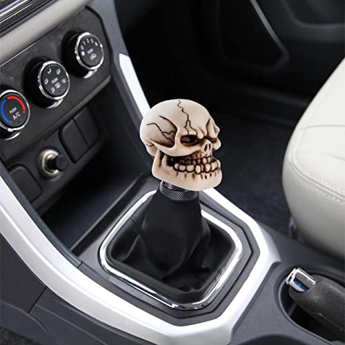Skeleton Shifter Knobs Skull Gear Lever Handle Car Shift Head Fit Most Manual Automatic Transmission, Beige - color: Beige