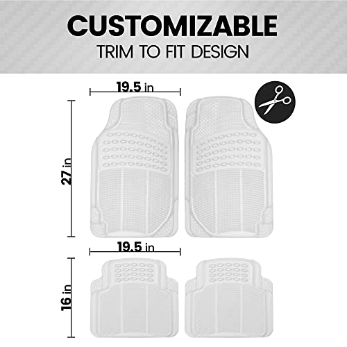 BDK OF-554 Rubber Car Floor Mats, Universal Front & Rear Combo Set with Trunk Cargo Mat Liner for Car Sedan SUV Van, Heavy Duty All Weather Trim to Fit - color: Clear