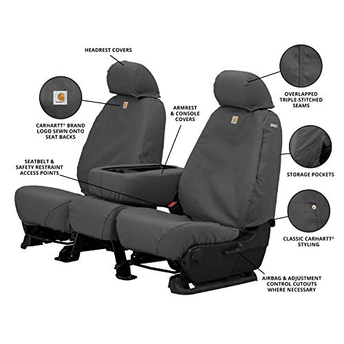 Covercraft Carhartt SeatSaver Custom Seat Covers | Fits 2015-2022 Chevrolet Colorado, 2015-2022 GMC Canyon | 1st Row Bucket Seats, Duck Weave Gravel - color: Duck Weave Gravel