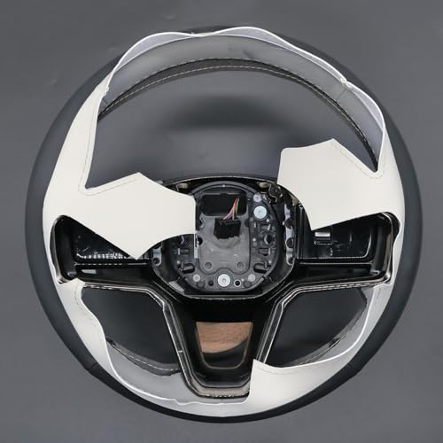MEWANT DIY Stitched 3D Style Steering Wheel Cover Wrap for Land Rover Range Rover Sport III(L461) 2023-2025/Discovery Sport/Range Rover Evoque II/Range Rover Velar 2021-2025 - color: 5:3D Style(Beige&Black PU Leather)