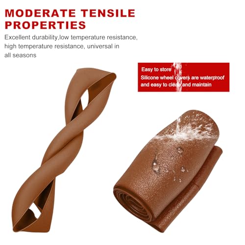 DXNQ Car Steering Wheel Cover, 13 to 14.17 inches Anti-Slip Silicone Steering Wheel Protector, Soft Flexible Shock-Absorbent Steering Wheel Protective Cover for Most Car Models (Brown) - color: Brown