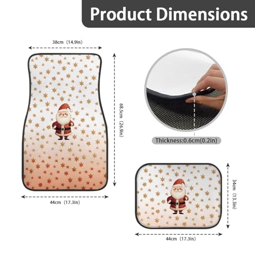 Father Christmas Print Car Vehicle Floor Mat Universal Fit All Weather Protection Rubber Carpets for Cars SUVs and Trucks,Set of 4 - color: Red Santa Christmas