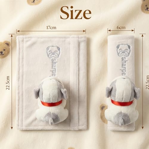 UNICOLD 2-Pack Ultra-Soft Short Plush Seatbelt Cover, Cute Animal Edition – Cloud-Like Shoulder Pad for a Comfy Ride for Adults & Kids (BW-Dog) - style: BW-Dog