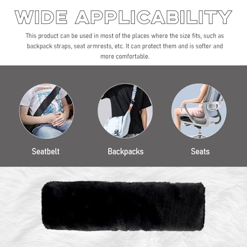 2 PCS Seat Belt Shoulder Pads, Soft Fluffy Plush Seat Belt Shoulder Strap Covers, Comfy Warm Seat Belt Strap Cover Shoulder Cushion for Adult Children, Car Accessories (Black) - color: Black