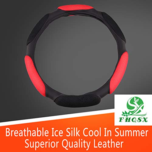 Auto Steering Wheel Cover Soft Hand Pad Cushion Slip-on Universal Fit 15'' / 38 cm (Black&red) - color: black&red