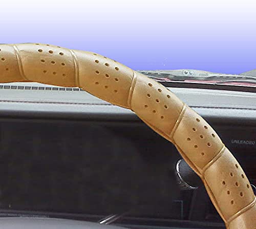 C.P.R. DIY Classic Grip Synthetic Leather Old School Wrap Steering Wheel Cover (Medium (14.5"-15.5" ND), Beige)
