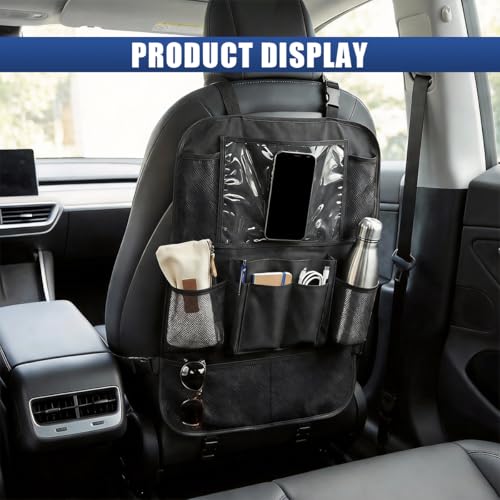 Craedli Car Backseat Organizer, Oxford Cloth Auto Seat Kick Mats with Clear Tablet Holder & 9 Pockets, Waterproof Back Seat Protector, Universal Car Road Trip Storage Essential (1PC) - size: 1PC