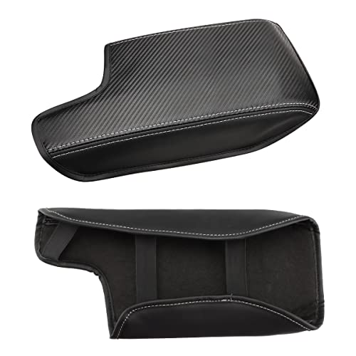 INTGET Car Center Console Armrest Cover for Subaru Crosstrek Accessories 2018-2022 2023 Impreza 2017-2023 Leather Arm Rest Box Lid Cover Seat Protector (Black with Carbon Fiber Texture) - color: black with carbon fiber texture