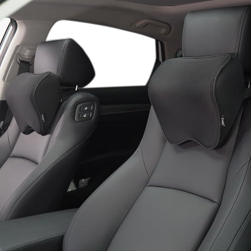 Crofy 2-Pack Car Neck Pillow, Softness Car Headrest Pillow for Driving with Adjustable Strap, 100% Memory Foam and Breathable Removable Cover, Comfortable Ergonomic Design, Black - color: Black