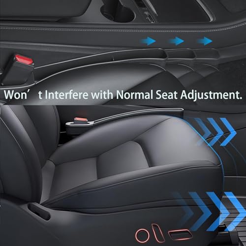 Seat Gap Filler for Tesla Model Y & Model 3 Premium 2020-2026, TPE Seat Gap Organizer with Storage, 2 Pack, Not for RWD Performance Sport Seats