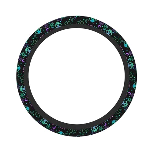 Magic Skull Magical Star Moon Steering Wheel Cover For Women Men Girls Car Accessories Decor Anti-Slip Neoprene Auto Steering Wheel Covers Protector Universal 15 Inch