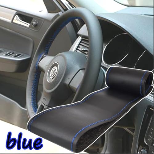 38cm/15 Inch Hand Sewing Steering Wheel Cover Breathable Anti-Slip Leather Steering Wheel Cover for Nissan Qashqai Toyota Camry RAV4 VW Golf - color: Blue