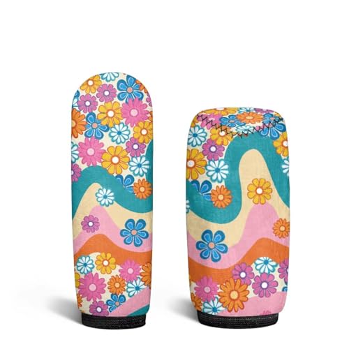 Bulopur Car Shifter Gear Hand Brake Trim Cover Set for Most Cars Van SUV Sedan Truck Auto Accessories - color: Boho Hippie Daisy