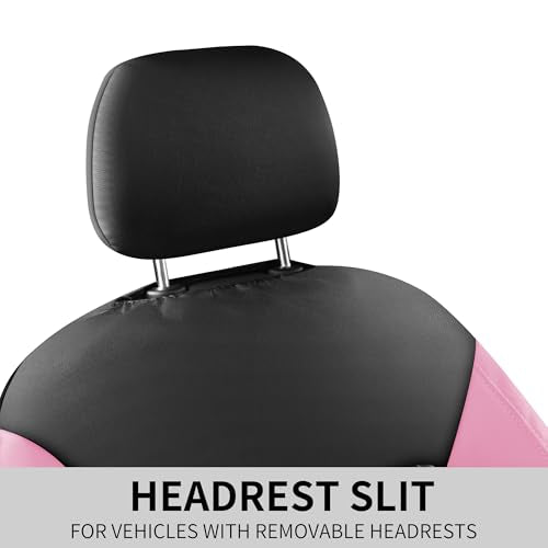 HChengkikz Car Seat Covers, Breathable and Waterproof Front Seat Covers, Luxury PU Universal Fit Automotive Airbag Compatible for Cars Sedans SUV and Truck (2 Pieces, Front Seat, Pink) - color: N1 Black Pink, size: Front Seat