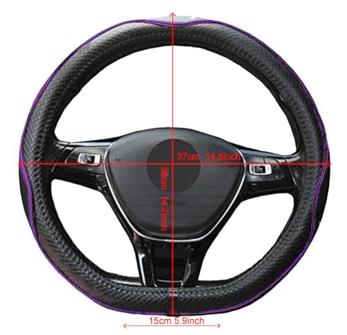 Mayco Bell Flat Bottom Steering Wheel Cover Anti-Slip,Safety,Soft,Breathable,Durable,Full Surround,Comfortable Grip Microfiber Leather (D Shape, Black Purple) - color: Black Purple, size: D Shape