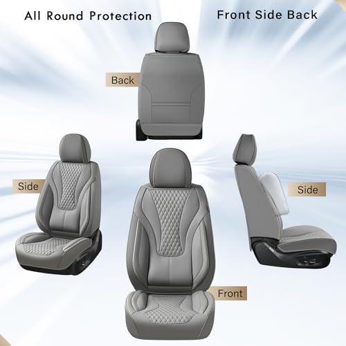 Coverado Gray Nappa Leather Car Seat Covers Front Seats ,Waterproof Car Seat Protector & Cushion, Universal Fit for Most Cars