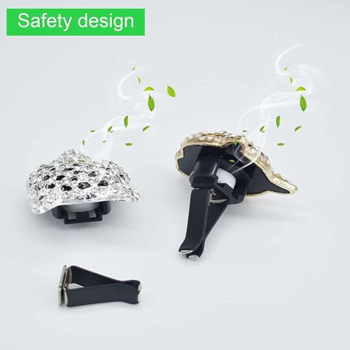2PCs Golden Bling Leopard Air Freshener Vent Clip Rhinestone Car Decoration Interiors Accessory