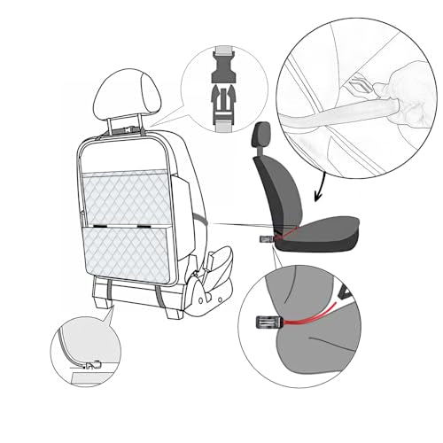 TAIKOO Seat Back Protector,Shields Seat Backs From Kicks and Adds Storage | kick mats back seat protector easy to install and clean, well-crafted, sturdy, durable and stylish.2 Pack - color: Cream White