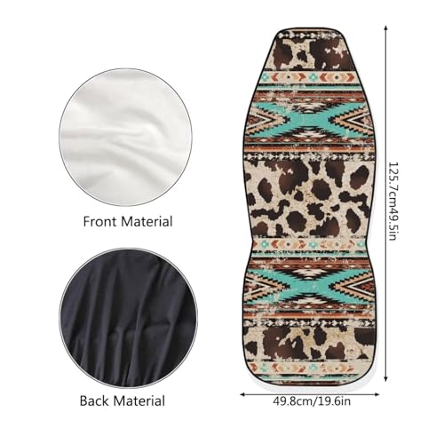 Car Seat Covers Front Seats Only for Women Men Auto Seat Covers Set of 2 Pack Bucket Cover for Cars SUV Truck Sedan, Easy to Install(Aztec Ethnic Cow Leopard Print 83)