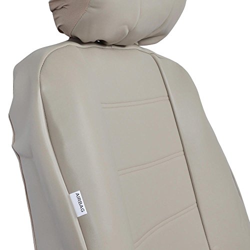 BDK carXS Beige Leather Car Seat Covers Front Seats Only, 4-Piece Faux Leather, Includes Front Seat Covers, Automotive Seat Covers for Trucks SUV - color: Beige, size: Front Seat Covers