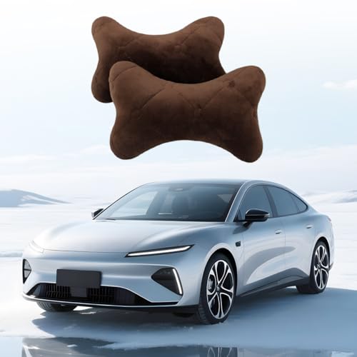 2PCS Car Headrest Pillow, Comfortable Ergonomic Design Vehicle Seat Neck Pillow for Driving Fatigue Relief, Soft Breathable Automotive Interior Head Rest Cushion Pad, Universal Fit (Coffee) - color: Coffee