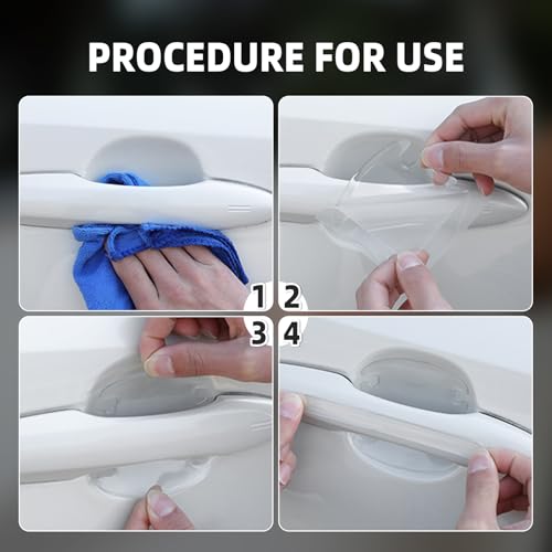 8PCS Clear Car Door Handle Protector โ Transparent Anti-Scratch PET Film Stickers, Waterproof Adhesive Door Bowl Guard, Universal Car Accessories Paint Protection Vinyl for Cars, SUVs, Trucks, Sedans