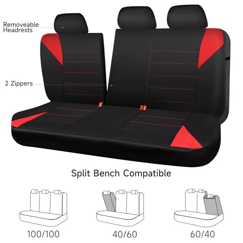CAR PASS Neoprene Wetsuit Seat Covers, Waterproof Car Seat Covers Full Sets with 5mm Composite EVA, Universal Fit for Car,Sedan, SUV TrucksAnti Slip, Airbag Compatible(Black Red - color: Red full sets