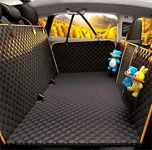 Dog Car Seat Cover for Back Seat, Hard Bottom Back Seat Extender for Dogs