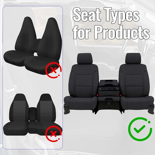 Seat Covers for Chevy Silverado & GMC Sierra 1500 2014 2015 2016 2017 2018 Front Foam Padded Heavy-Duty Automotive Seat Cover Set - Black - size: 14-18 Front