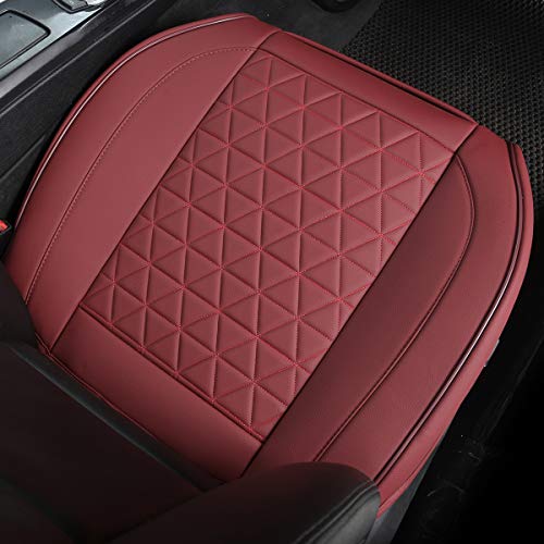 Black Panther 1 Pair Luxury Faux Leather Car Seat Covers Front Bottom Seat Cushion Covers, Anti-Slip and Wrap Around The Bottom, Fit 95% of Vehicles - Burgundy - color: Front Pair Burgundy