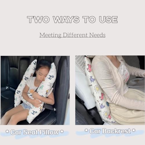H-Shaped Car Travel Pillow for Kids & Adult-Adjustable Car Seat Pillow, Soft Ergonomic Neck Head Support Sleeping Cushion for Long Distance Travel - color: H-shape-white