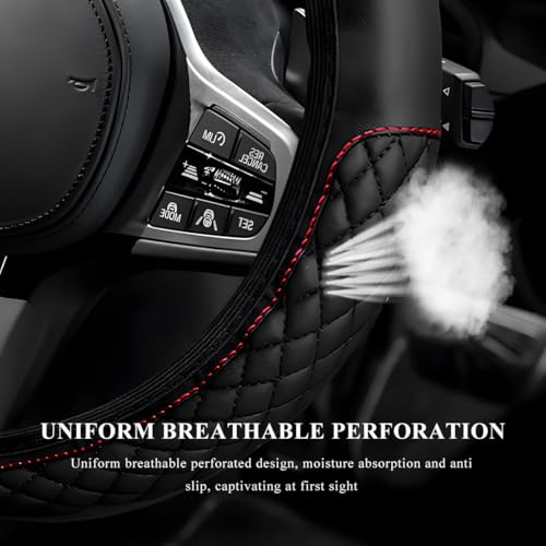 Soft Leather Steering Wheel Cover, 15 Inch Elastic Non-Slip Car Wheel Protector with Crystal Diamond, Universal Sparkling Diamond Crown Accessories for Most Steering Wheels (Black) - color: Black