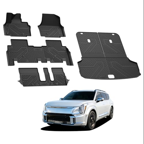 LASFIT Floor Mats & Cargo Mats for KIA EV9 2026 2025 2024 (Only Fit for 7-Seats), All Weather TPE Custom Fit Kia EV9 2024-2026 Full Set Car Accessories Floor Liners - size: 3)For Kia EV9 | 2024-2026 | 7 Seats