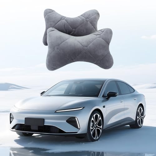 2PCS Car Headrest Pillow, Comfortable Ergonomic Design Vehicle Seat Neck Pillow for Driving Fatigue Relief, Soft Breathable Automotive Interior Head Rest Cushion Pad, Universal Fit (Gray) - color: Gray