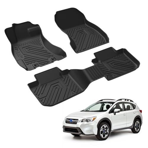 LASFIT Floor Mats for Subaru Crosstrek 2016-2017/XV Crosstrek 2013-2015/Impreza 2012-2016/WRX 2015-2021,Custom Fit TPE All Weather Floor Liners 1st & 2nd Row for Subaru Car Mats, Black - size: 4)For Subaru Crosstrek | 2013-2017
