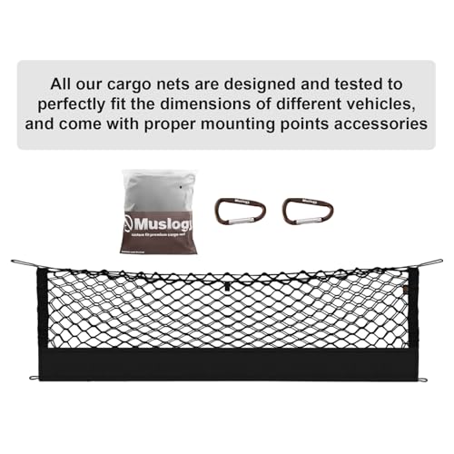 Truck Bed Cargo Net Trunk Netting Compatible with 2015-2021 Jeep Grand Cherokee (WK2 ONLY) Accessories, Pickup Cargo Organizer SUV Sedan Storage Net w/Heavy Duty Carabiners - style: 2015-2021 Grand Cherokee (WK2)