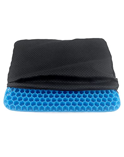 QWORK Gel Seat Cushion, Gel Cushion, Cool & Breathable & Non-Slip for Car, Office, Home, Wheelchair (Blue, 40 x 35 x 3.2 cm)