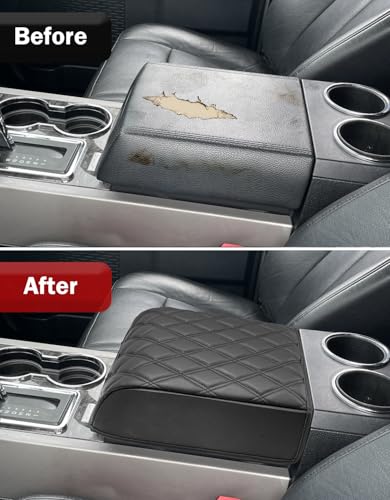KBH Center Console Armrest Cover for F150 2004-2014, Lincoln Mark LT 2006-2008, Ford Expedition 2007-2017, Arm Rest Lid Cushion, Anti-Scratch, Black (Fits Bucket Seat Console Only) - size: Bucket Seat, 04-14 F150, Black