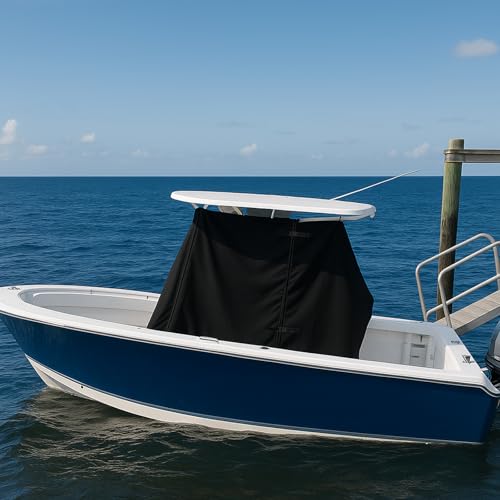 T-Top Center Console Boat Cover, Heavy Duty 1200D Waterproof T Top Console Cover with Motor Cover, UV Resistant Polyester T-Top Boat Cover, Black(69" L x 47" W x 72" H) - color: Black, size: M:69"L*47"W*72"H